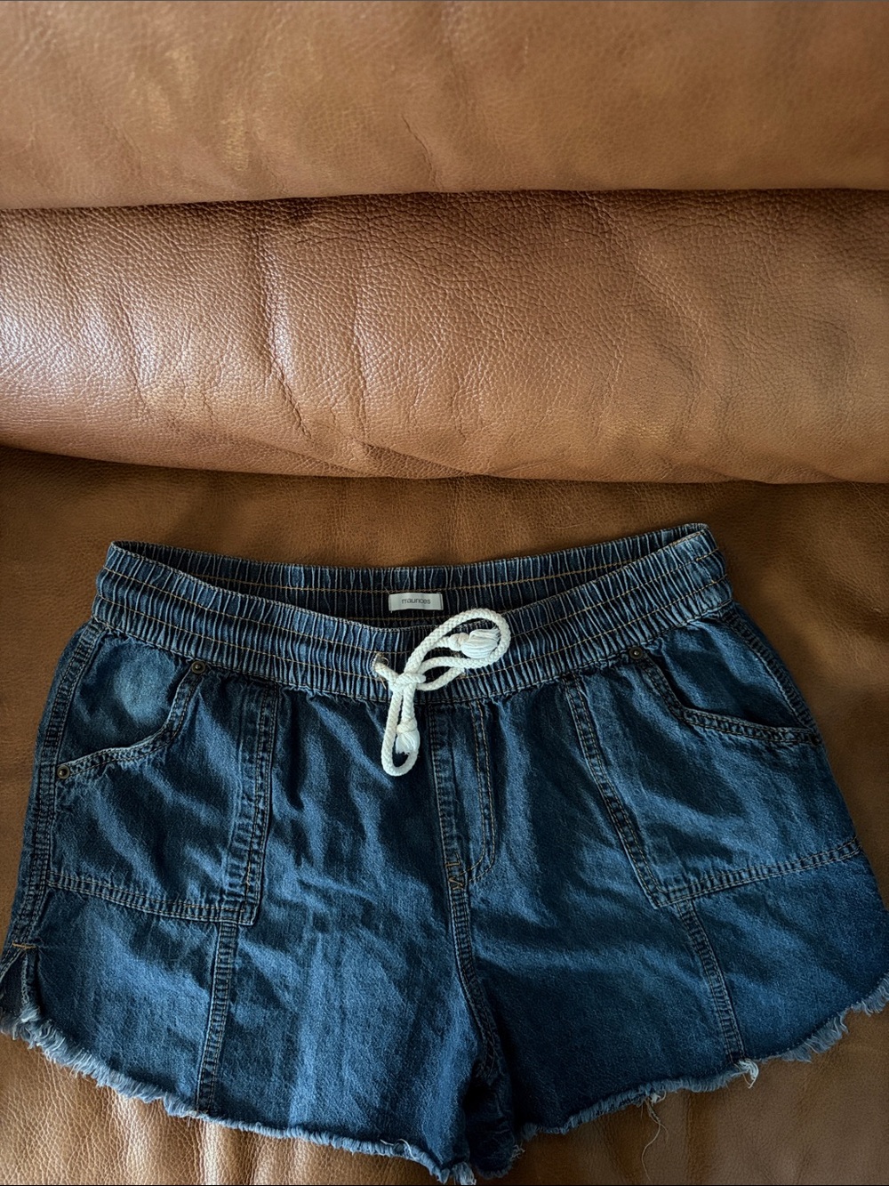 Maurices Denim Blue Jean Shorts with Drawstring